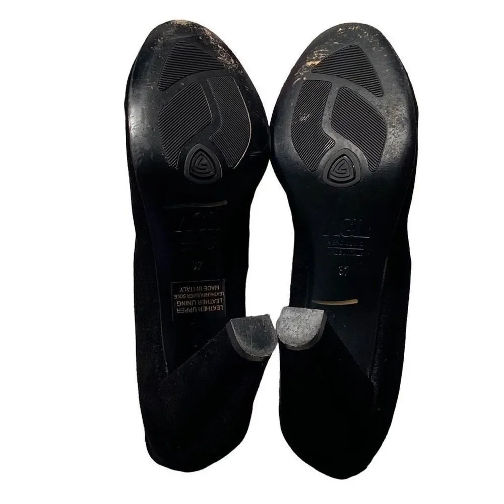 Attilio Giusti Leombruni EUC Occasion Guestwear Shoes Pumps Chunky Heel Black Su